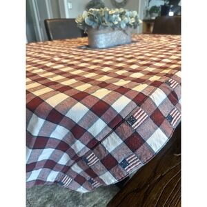 Plaid Tablecloth 48x60 Red White Blue Cotton Americana USA 250 Patriotic Flags